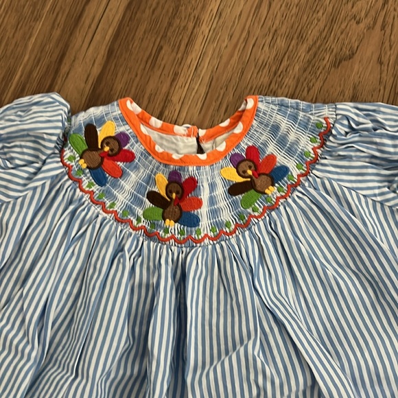 Lil Cactus smocked Thanksgiving Dress size 3-6 months - Picture 2 of 6